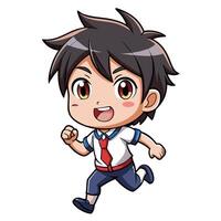 a cartoon boy running with tie on vector
