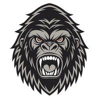 gorilla head with angry eyes on a white background vector