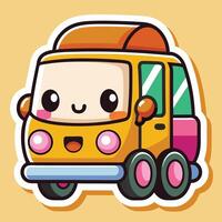 a cute little bus with a smile on it vector