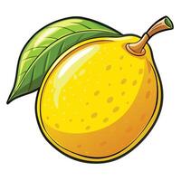 a cartoon lemon with leaves on it vector