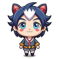 a cartoon character with blue eyes and cat ears vector