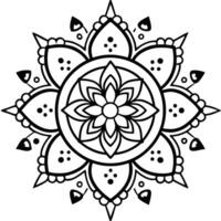 black and white mandala coloring page , vector