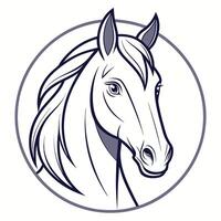 a horse head in circle on white background white background vector