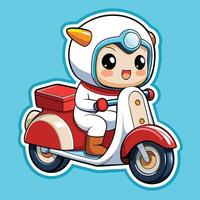 cartoon character riding scooter white background white background vector