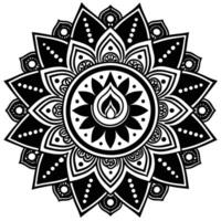 a black and white mandala design, with flower in the center vector