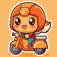 a cartoon character riding on a scooter vector