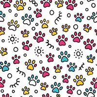 seamless pattern with paw prints and vector