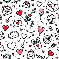 seamless valentine's day pattern with hearts, and other items vector