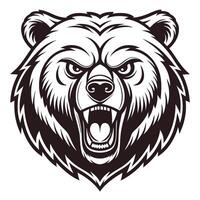 the head of a bear is shown in black and white vector
