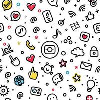 a seamless pattern with various social icons white background vector