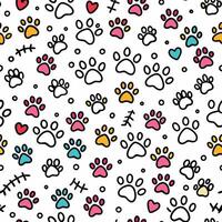 seamless pattern with paw prints heart white background white backgrounds whit white backgrounde background vector