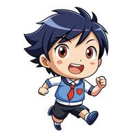 a cartoon boy running with white background tie on vector