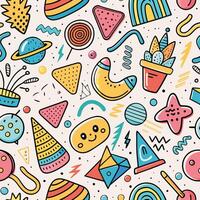 seamless pattern with colorful objects and white background vector