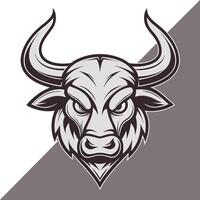an angry bull head on a white background vector