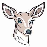 a deer head with blue eyes and a big nose vector
