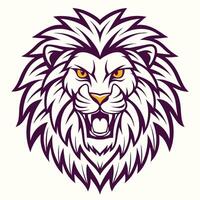lion head with yellow eyes on a white background vector