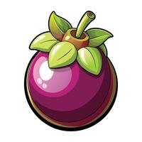 a purple grape with green leaves on it vector