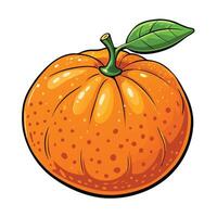 orange with a leaf on it is shown vector