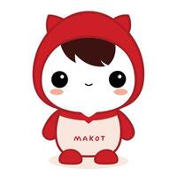 a cute little red cat with the word makot written on it vector