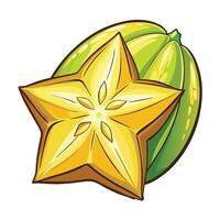 a star and a green fruit on a white background vector