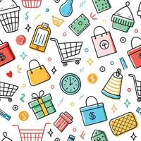 shopping seamless pattern ,white background vector
