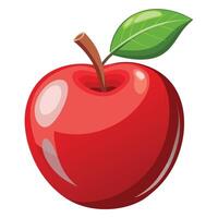 an apple with leaf on it white background vector