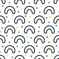 a seamless pattern with black and white circles and rainbows vector