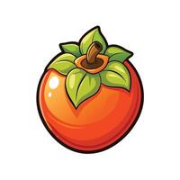 an orange fruit with leaves on white background vector