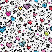 seamless pattern with hearts flowers ,white background vector