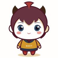 cartoon character with devil horns and a yellow shirt vector