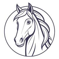 horse head in circle on white background vector