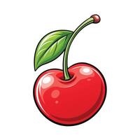a cherry with a leaf on it vector