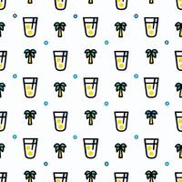 a seamless pattern with palm trees and drinks vector