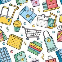 shopping seamless pattern with colorful vector