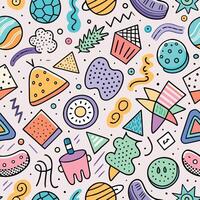 seamless pattern with colorful objects, shapes white background vector