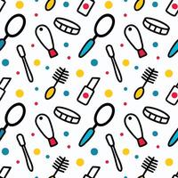 seamless pattern with colorful objects and brushes vector