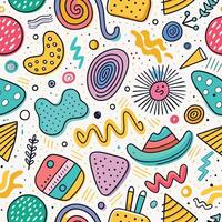 seamless pattern with ,colorful objects shapes vector