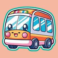 a cartoon bus with a smiley face on vector