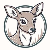 a deer head in a circle with grass in the background vector