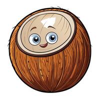 cartoon coconut with eyes and smile vector