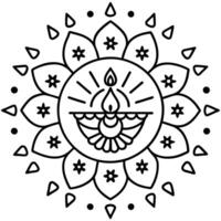 a black and white drawing of diwali mandala vector