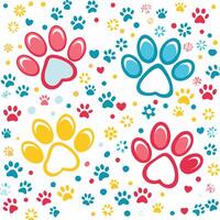 seamless pattern with paw prints and hearts , vector