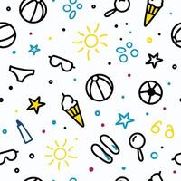 seamless pattern with beach summer objects vector