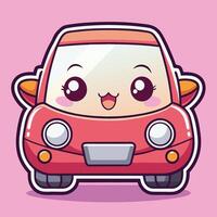 cartoon car with eyes and smiley white background vector