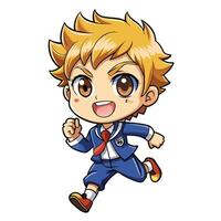 an anime character running with a smile on his face vector