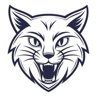 a cat head with an angry expression white background vector
