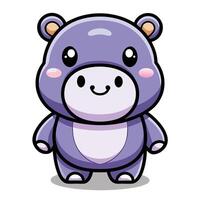 a cartoon purple hippo standing with its eyes closed vector