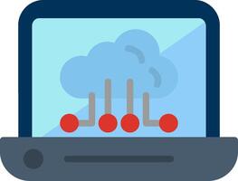 A laptop with a cloud and red dots on it vector