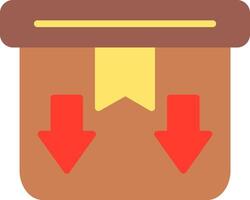 A brown box with two arrows pointing down vector