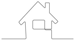 Continuous one line drawing of House symbol isolated on white background outline art illustration vector